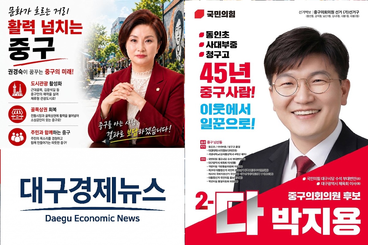 권경숙 전 중구의회 의장과 박지용 중구의원 후보의 선거 포스터