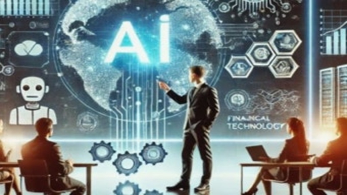 AI 기술과 반도체 산업을 상징하는 디지털 그래픽 이미지.