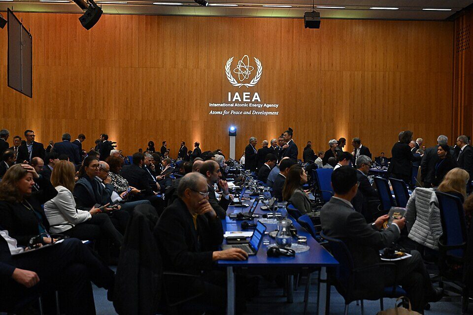 국제원자력기구 IAEA 회의장에서 열린 국제 원자력 관련 회의 모습